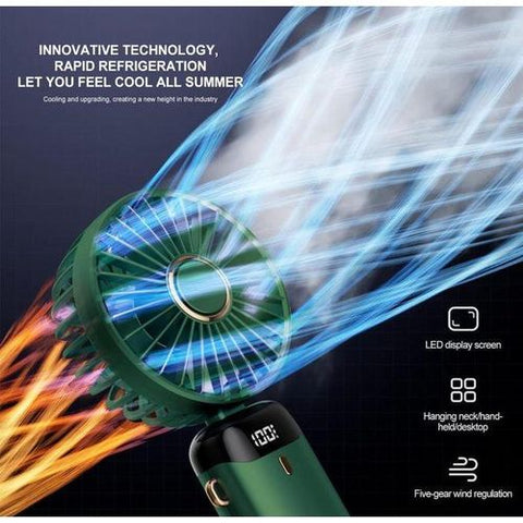 Foldable USB Neck Hanging Fan 5 Speed